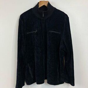 Polo Ralph Lauren Full Zip Sweater Women’s Size 2XL Black Velour L050622 Velvet
